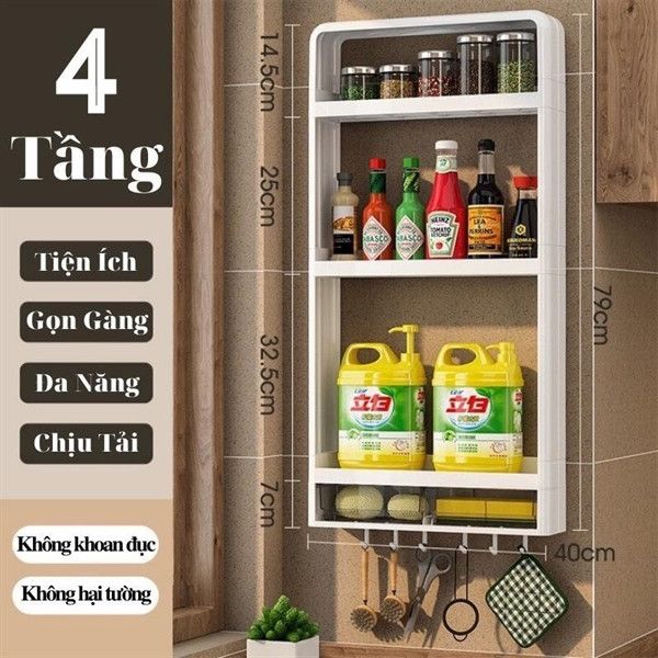 KỆ 03 TẦNG KÈM 01 NGĂN NHỎ GẮN TƯỜNG TIỆN DỤNG